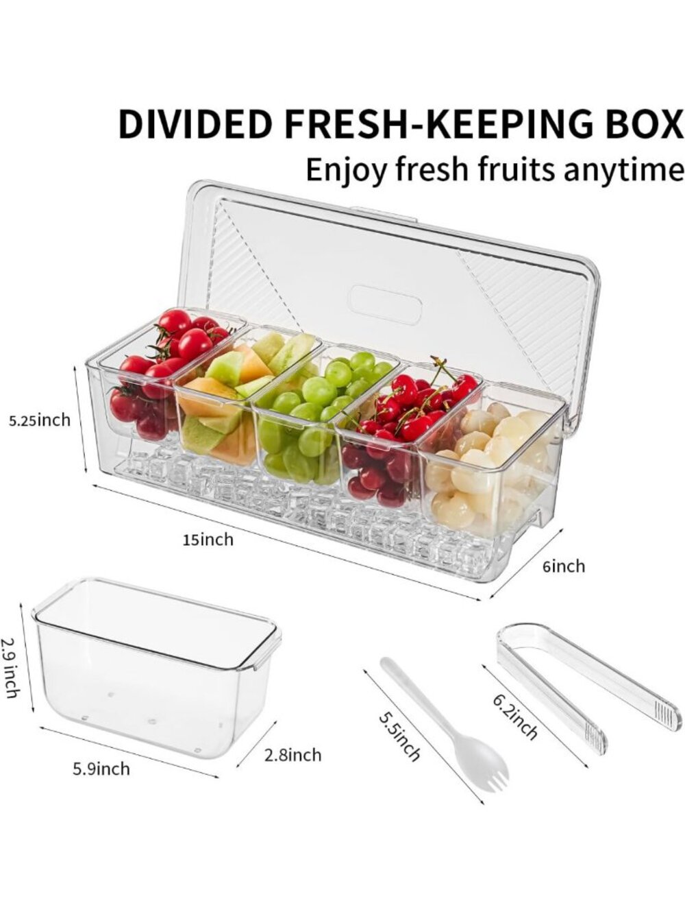 Chilled Condiment Caddy Set with Stackable Containers, 5 Spoons & Clips - Picture 2 of 8